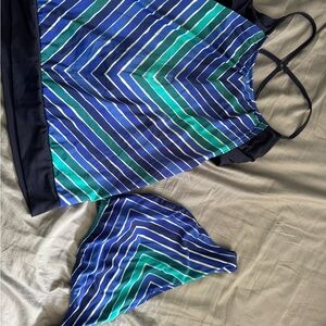 Athleta Navy and Teal Swimsuit Set